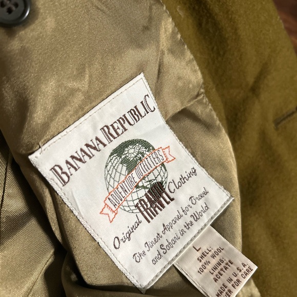 Banana Republic Men's Khaki Trench Coat wool 100% - Picture 3 of 4